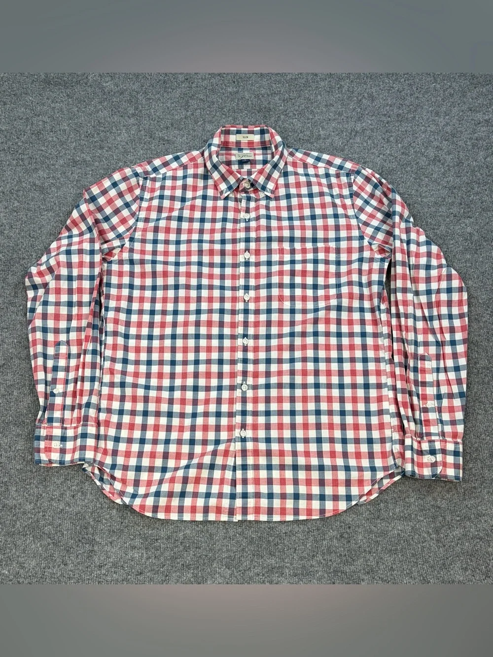 J.Crew Factory Slim Fit Plaid Button Down Shirt Men’s L 100% Cotton Americana